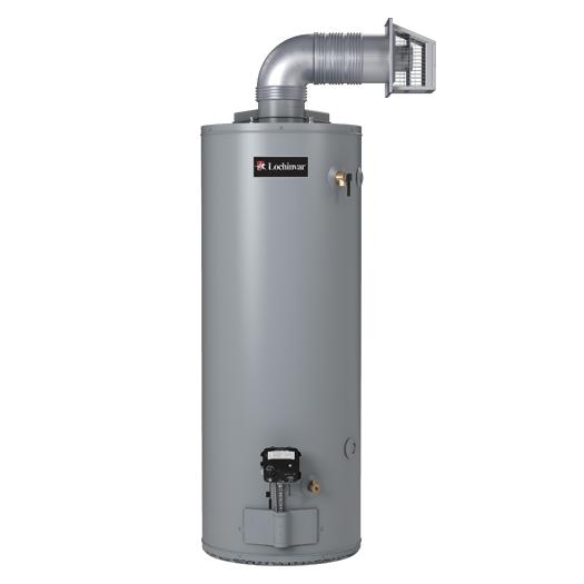 Lochinvar® 100233586 Direct Vent Water Heater, 47000 Btu/hr Heating, 50 gal Tank, Natural Gas Fuel, 51 gph at 90 deg F Rise Recovery