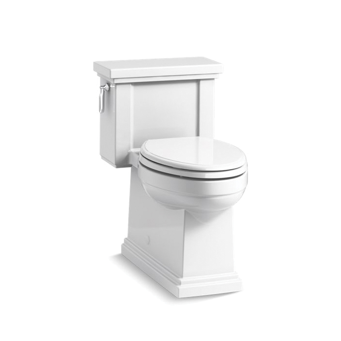 Kohler® 3981-0 Comfort Height® 1-Piece Toilet With Left-Hand Trip Lever, Tresham®, Compact Elongated Bowl, 16-1/2 in H Rim, 12 in Rough-In, 1.28 gpf, White