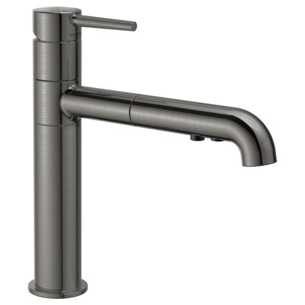 DELTA® 4159-KS-DST Trinsic® Pull-Out Kitchen Faucet, 1.8 gpm Flow Rate, 120 deg Swivel Spout, Black Stainless, 1 Handles