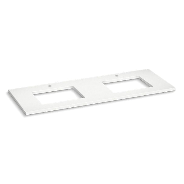 Kohler® 28258-MMW Silestone® Vanity Top With Double Cutout, 1-3/16 in OAH x 61-1/8 in OAW x 22-7/16 in OAD, Quartz Top, Miami White Top
