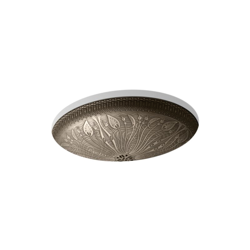 Kohler® 14297-MP1 Bathroom Sink, Lilies Lore®, Oval, 17-1/2 in W x 14-7/16 in D x 5-1/8 in H, Cast Bronze, Medium Patina