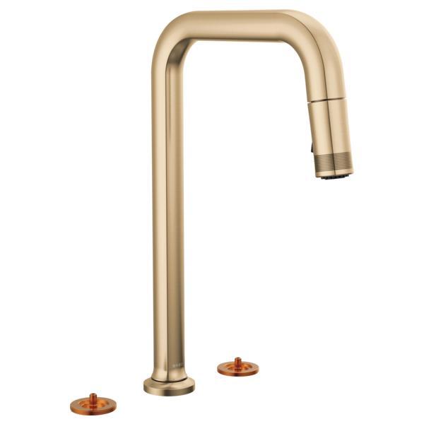 Brizo® 62507LF-GLLHP-L Kintsu® Single Handle Faucet with Square Spout, 1.8 gpm Flow Rate, Luxe Gold, 3 Faucet Holes