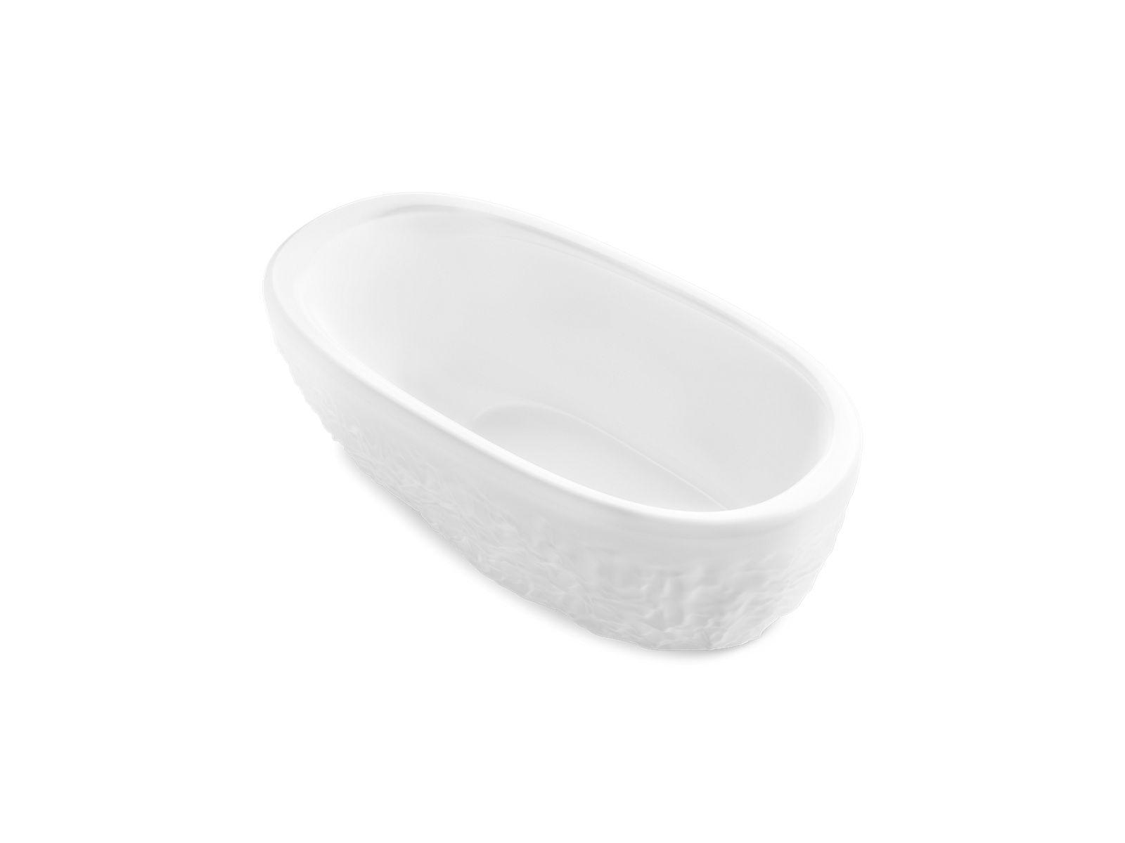 Kohler® 32131-HW1 K-32131 Landshapes by Daniel Arsham Bathtub, Deep Soak, Oval Shape, 69-9/16 in L x 34-1/2 in W, Reversible Drain, Honed White, Import