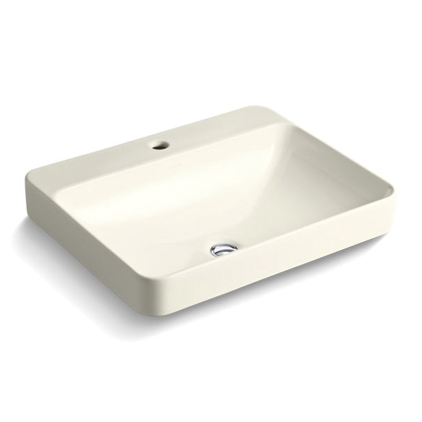 Kohler® 2660-1-96 Vox® Vessel Bathroom Sink With Overflow, Rectangular Shape, 23 in W x 18-1/8 in D x 6-7/8 in H, Above-Counter/Wall Mount, Vitreous China, Biscuit