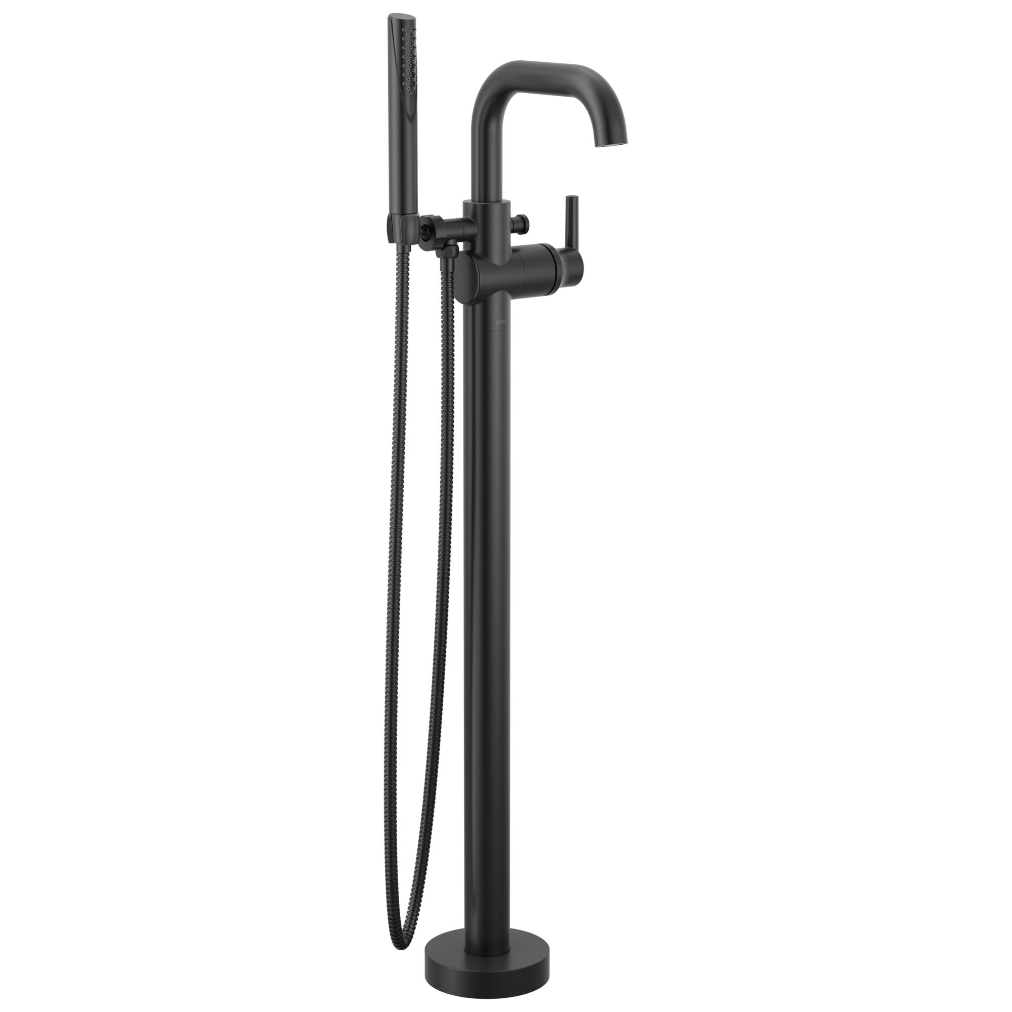 DELTA® T4754-BLFL T4754 Trinsic® Floor Mount Tub Filler, 1.75 gpm Flow Rate, Matte Black, 1 Handles