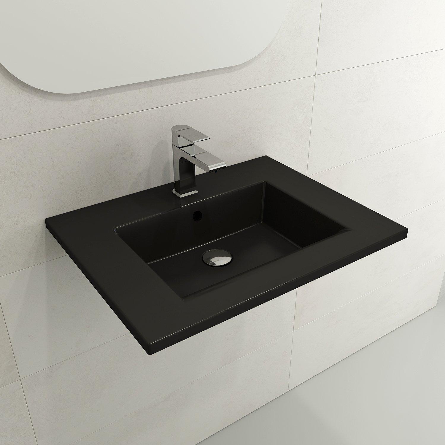 BOCCHI 1161-004-0126 Ravenna Modern Bathroom Sink, 4.25 in H x 19 in W x 24.5 in L, Fireclay, Matte Black, Import