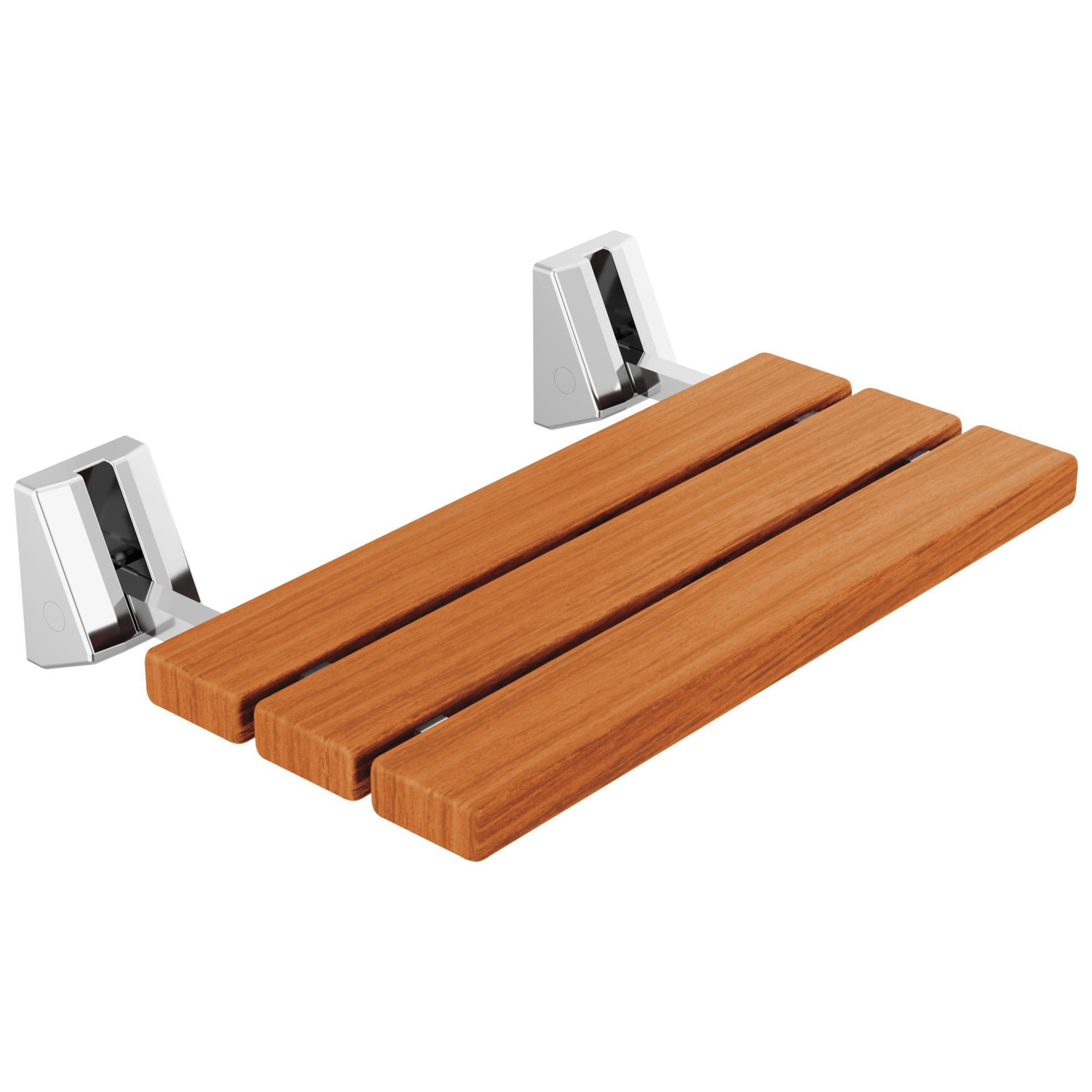 DELTA® 5SE-SBS-6-PR Steam Shower Seat, 17 to 21 inch From Finished Floor to Center of Upper Mounting Screw Holes, Lumicoat Chrome, Import