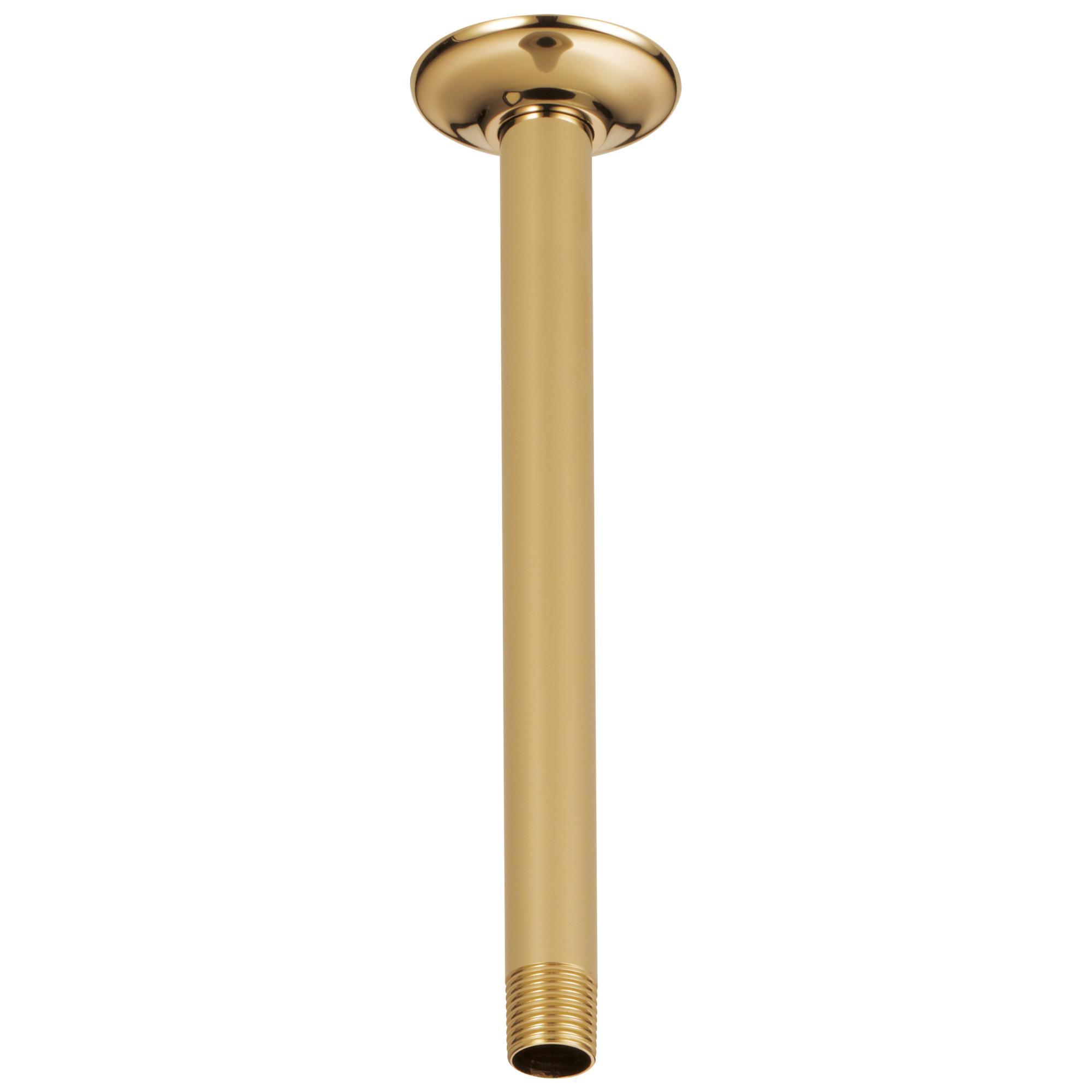 Brizo® RP48986PG Shower Arm and Flange, 10 in L, Solid Brass Arm, 1/2 in NPT Both Ends, Ceiling Mount, Import
