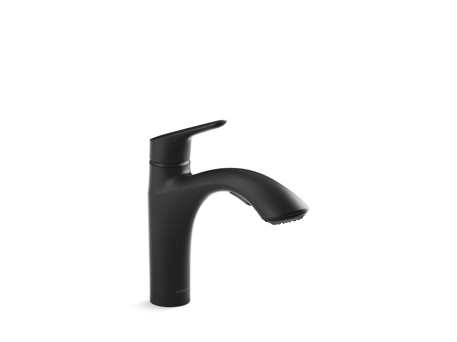 Kohler® 30468-BL 30468 Rival® Pull Out Kitchen Sink, 1.5 gpm Flow Rate, Rotating Spout, Matte Black, 1 Handles