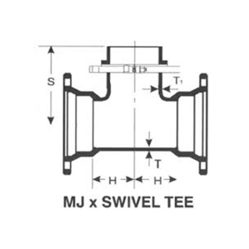 16 x 8 in Ductile Iron Mechanical Joint Tee
