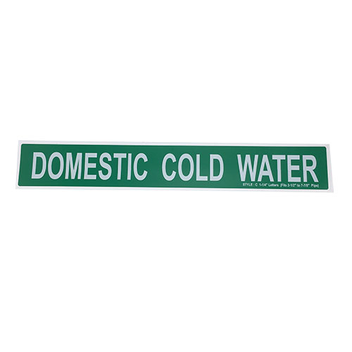 DOMESTIC COLD WATER WHITE ON GREEN