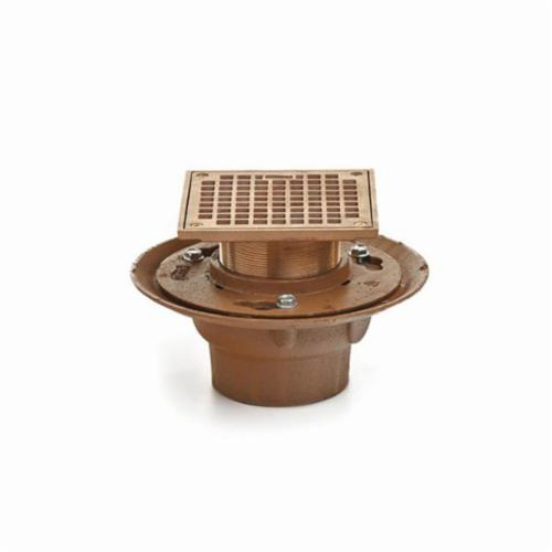 Smith® 2005Y02 (-A06PB) Adjustable Floor Drain With Strainer Head, 2 in Outlet, No-Hub Connection, 6 in, Cast Iron Drain