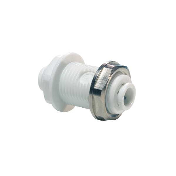John Guest&reg; Pp1208W Bulkhead Union, 1/4 in