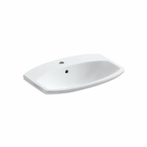 Kohler® 2351-1-0 Cimarron® Self-Rimming Bathroom Sink With Overflow Drain, Arched Shape, 22-11/16 in W x 17-7/8 in D x 7-5/8 in H, Drop-In Mount, Vitreous China, White