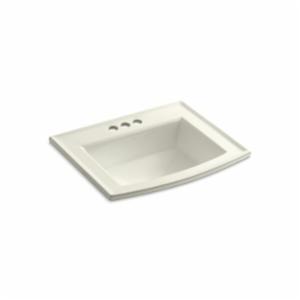 Kohler® 2356-4-96 Archer® Self-Rimming Bathroom Sink With Overflow Drain, Rectangular Shape, 4 in Faucet Hole Spacing, 22-5/8 in W x 19-7/16 in D x 7-7/8 in H, Drop-In Mount, Vitreous China, Biscuit