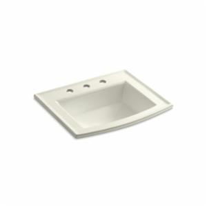 Kohler® 2356-8-96 Archer® Self-Rimming Bathroom Sink With Overflow Drain, Rectangular Shape, 8 in Faucet Hole Spacing, 22-5/8 in W x 19-7/16 in D x 7-7/8 in H, Drop-In Mount, Vitreous China, Biscuit
