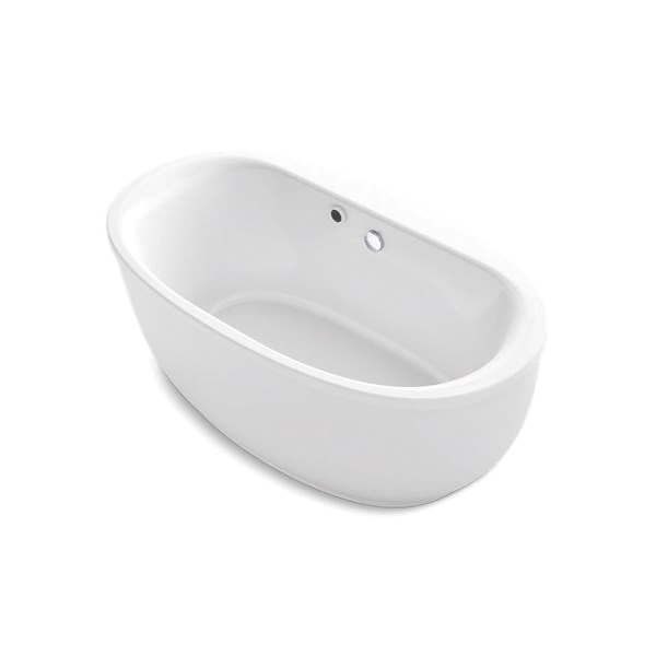 Kohler® 24002-W1-0 Sunstruck® Bathtub With Bask® Heated Surface and Fluted Shroud, Oval Shape, 60 in L x 34 in W, Center Drain, White