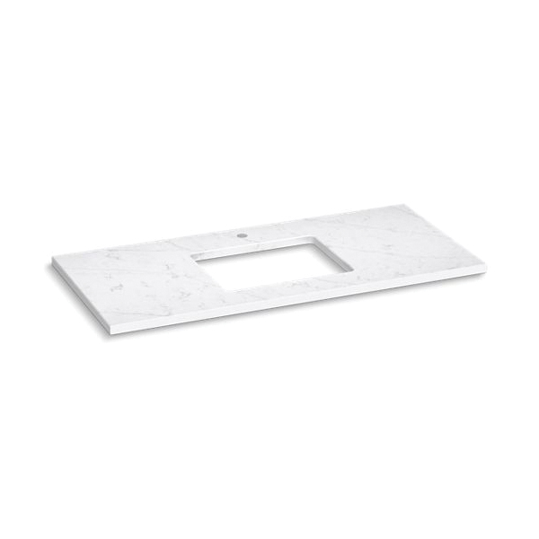 Kohler® 28253-EST Silestone® Vanity Top With Cutout, 1-3/16 in OAH x 49-1/8 in OAW x 22-7/16 in OAD, Quartz Top, Eternal Statuario Top