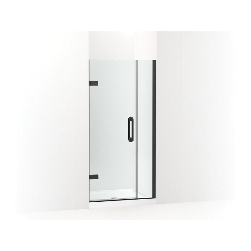 Kohler® 27589-10L-BL Pivot Shower Door, Crystal Clear Tempered Glass, Frameless Matte Black Frame, 33-5/8 to 34-3/8 in Opening Width, 3/8 in THK Glass