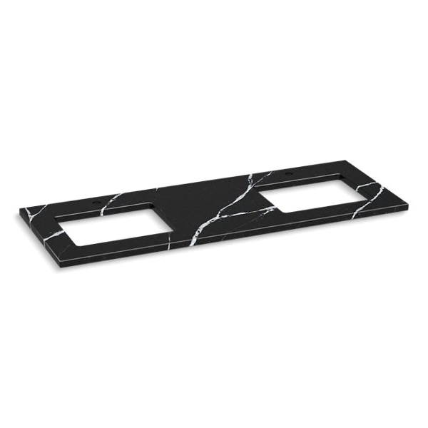 Kohler® 28255-EMQ Silestone® Vanity Top With Double Cutout, 1-3/16 in OAH x 61-1/8 in OAW x 22-7/16 in OAD, Quartz Top, Eternal Marquina Top