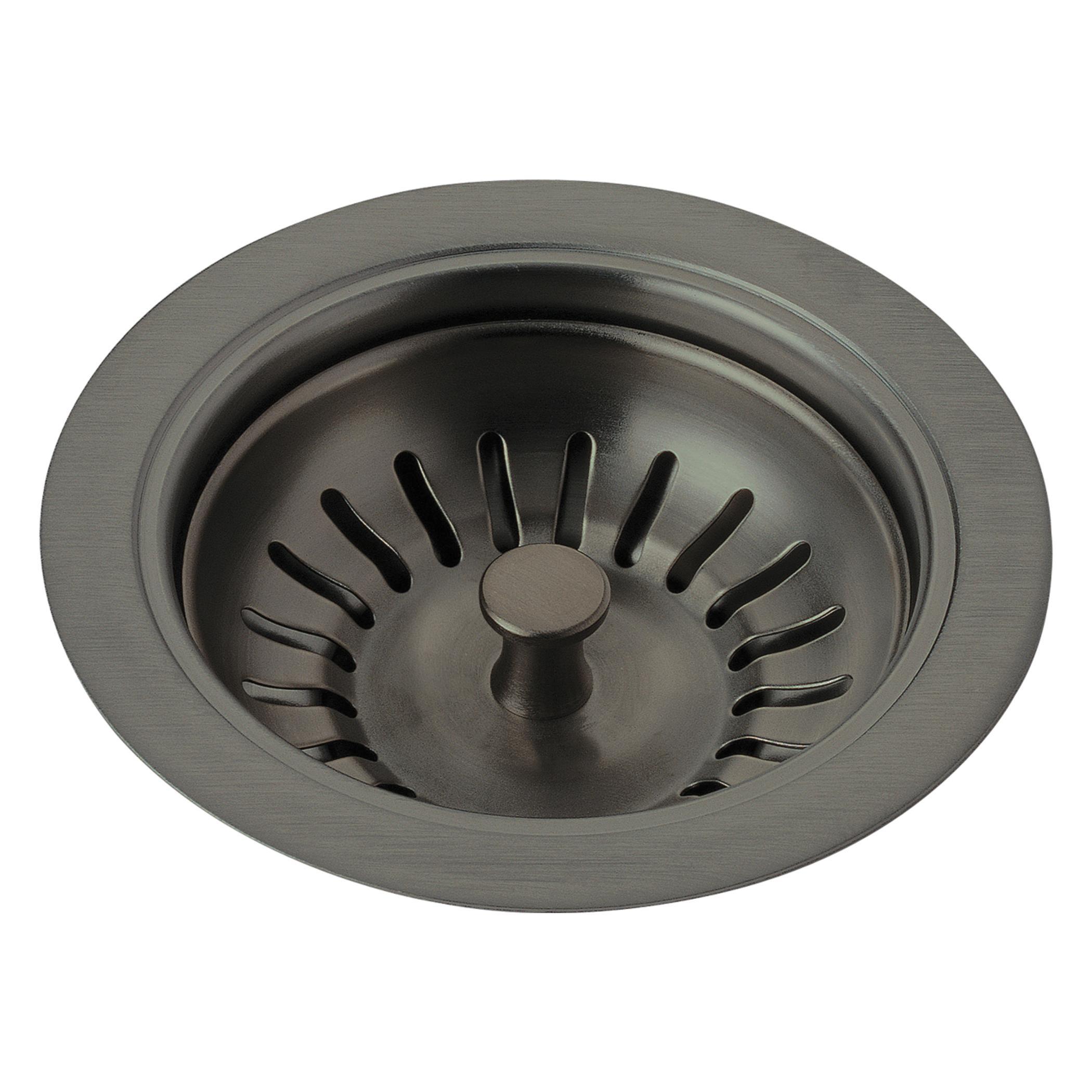 DELTA® 72010-KS Kitchen Sink Flange and Strainer, 4-1/2 in Nominal, 4-1/2 in OAL, Tailpiece Connection, Brass, Black/Stainless Steel, Import