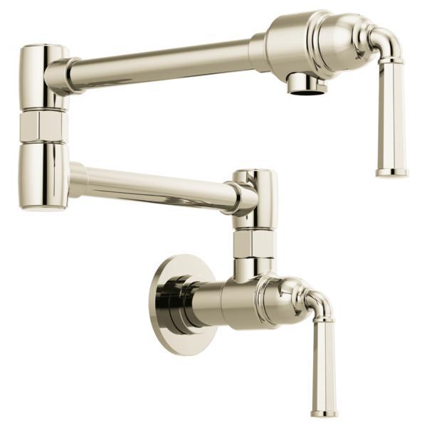 Brizo® 62874LF-PN 62874LF Rook® Kitchen Pot Filler, 4 gpm Flow Rate, Swing Spout, Polished Nickel, 1 Handles, Import
