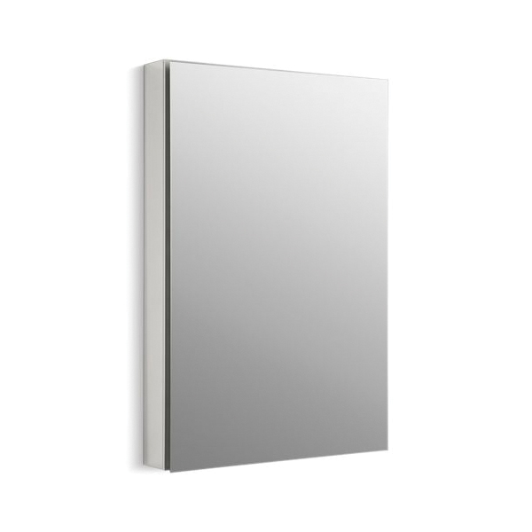 Kohler® 2936-PG-SAA Catalan® Single Door Medicine Cabinet With 107 deg Hinge, 4-3/4 in OAL x 24-1/8 in OAW x 36-1/8 in OAH, Anodized Aluminum, Satin