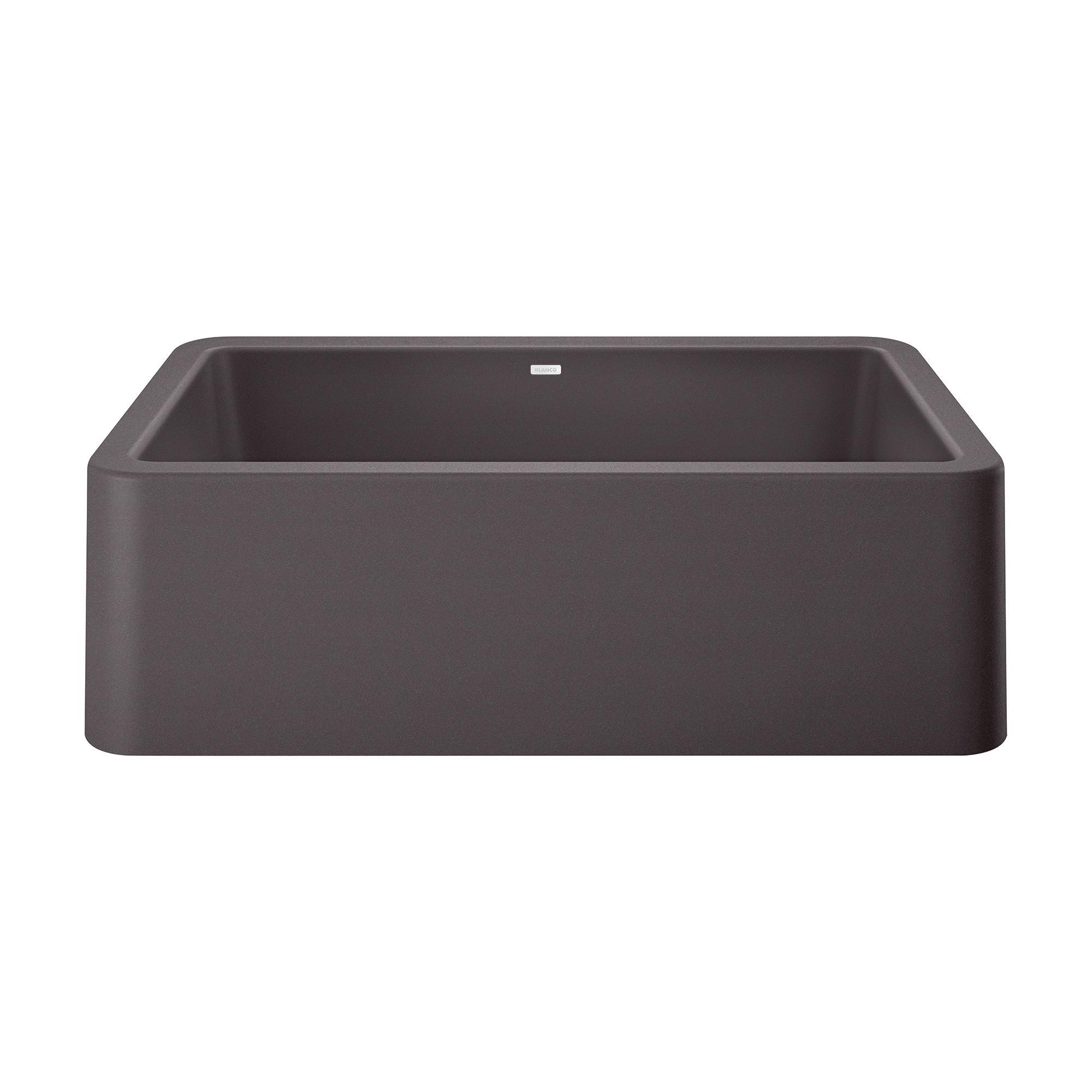 Blanco 401985 IKON™ SILGRANIT® Apron Front Composite Sink, Rectangle Shape, 33 in W x 10 in D x 19 in H, Granite, Cinder, Import