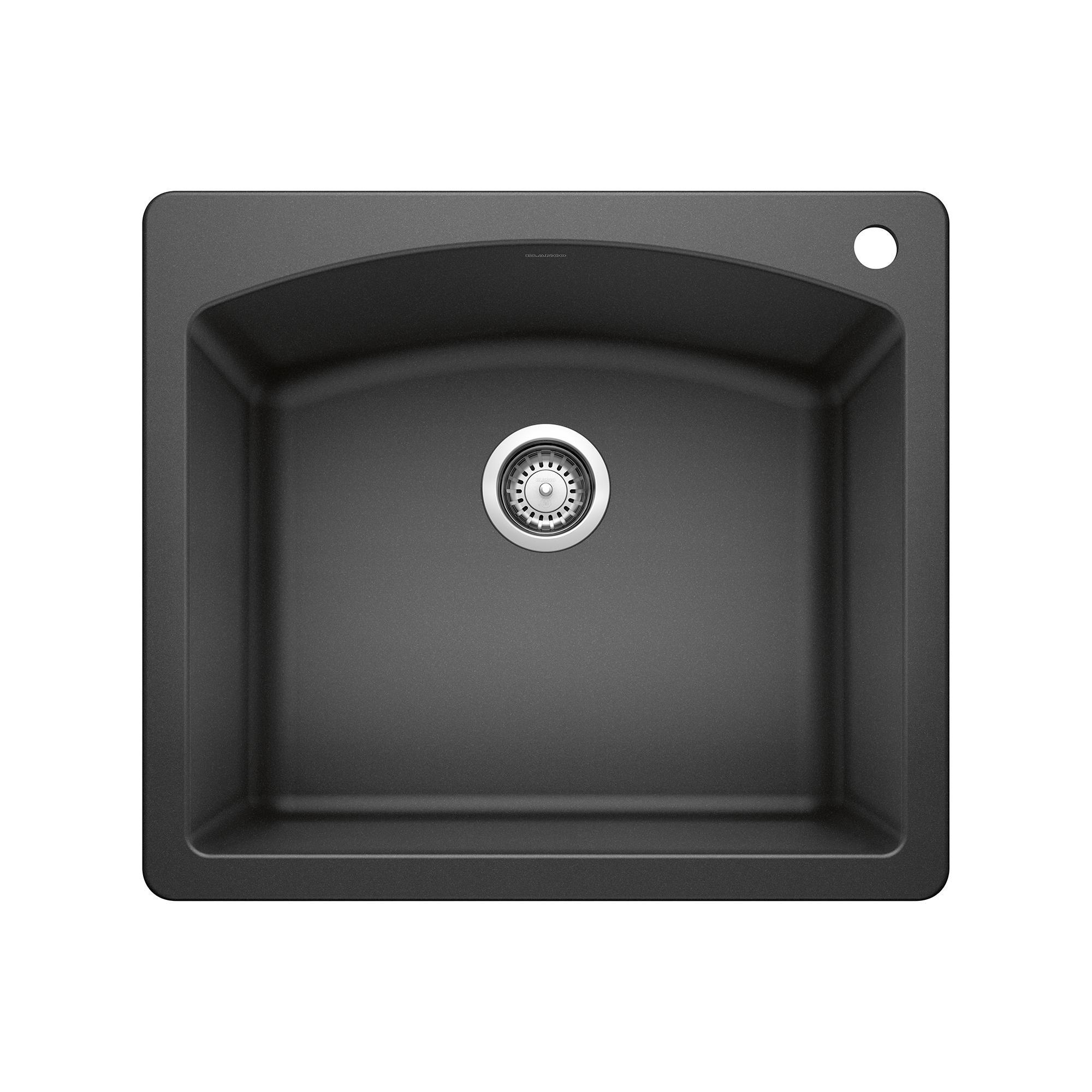 Blanco 440210 DIAMOND™ Kitchen Sink, SILGRANIT® II, Squared Shape, 1 Faucet Holes, 25 in W x 22 in D, Granite, Anthracite, Import