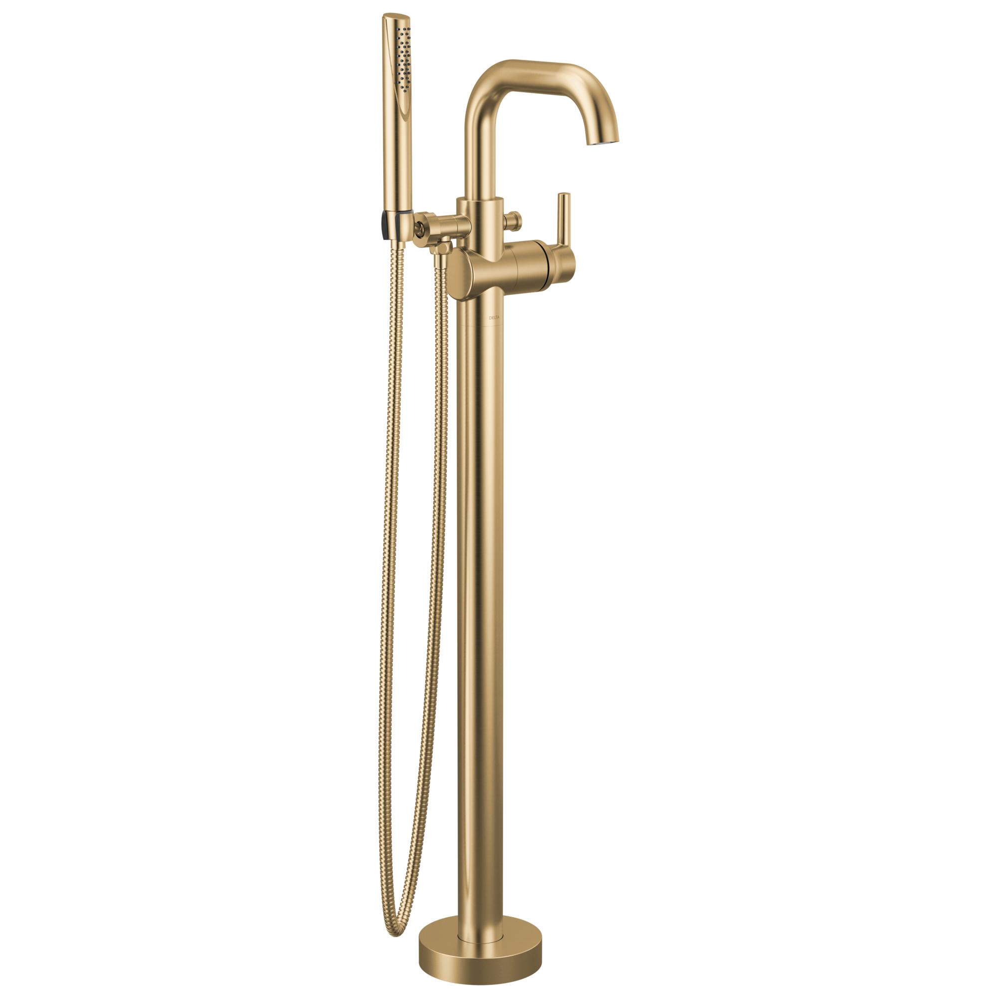 DELTA® T4754-CZFL T4754 Trinsic® Floor Mount Tub Filler, 1.75 gpm Flow Rate, Champagne Bronze, 1 Handles