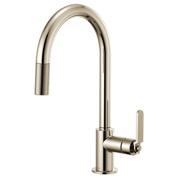 Brizo® 63044LF-PN Litze™ Pull-Down Kitchen Faucet, 1.8 gpm Flow Rate, Polished Nickel, 1 Handles, 1 Faucet Holes, Function: Traditional, Domestic