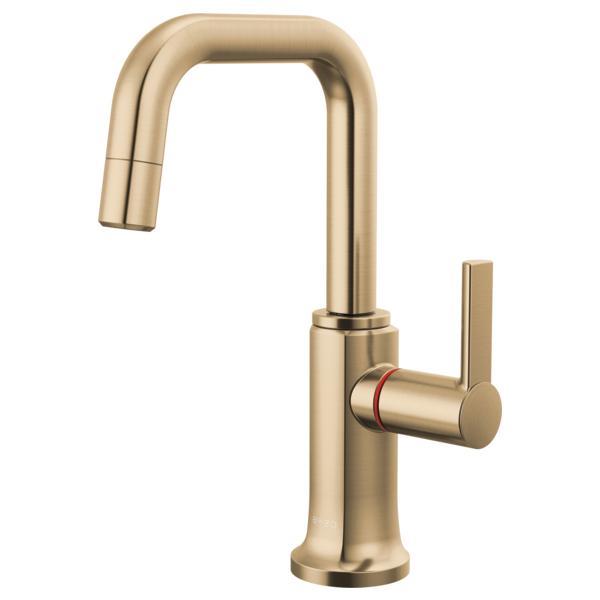 Brizo® 61307LF-H-GL-L Kintsu® Integrated Hot Faucet with Square Spout, 1 gpm Flow Rate, 360 deg Swing Spout, Luxe Gold, 1 Handles