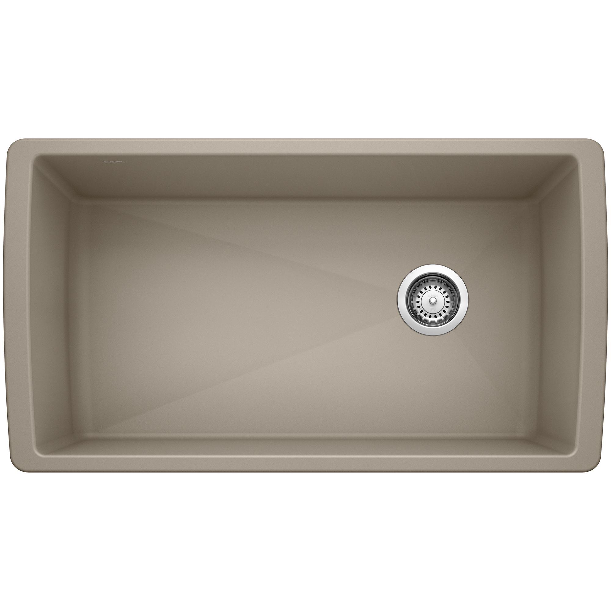 Blanco 441765 DIAMOND™ SILGRANIT® II Super Single Bowl Composite Sink, Truffle, Rectangle Shape, 30-1/2 in L x 16-1/2 in W x 9-1/2 in D Bowl, 33-1/2 in L x 18-1/2 in W, Granite