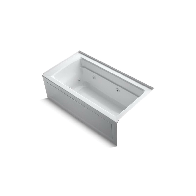 Kohler® 1122-HR-0 Archer® Bathtub With Integral Apron and Heater, Whirlpool, Rectangle Shape, 60 in L x 32 in W, Right Drain, White