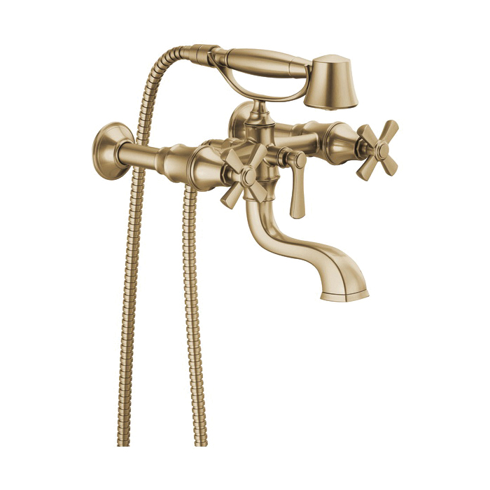 Brizo® T70361-GL Tub Filler Trim Kit, Rook®, 2 gpm Flow Rate, Luxe Gold, 2 Handles, Domestic