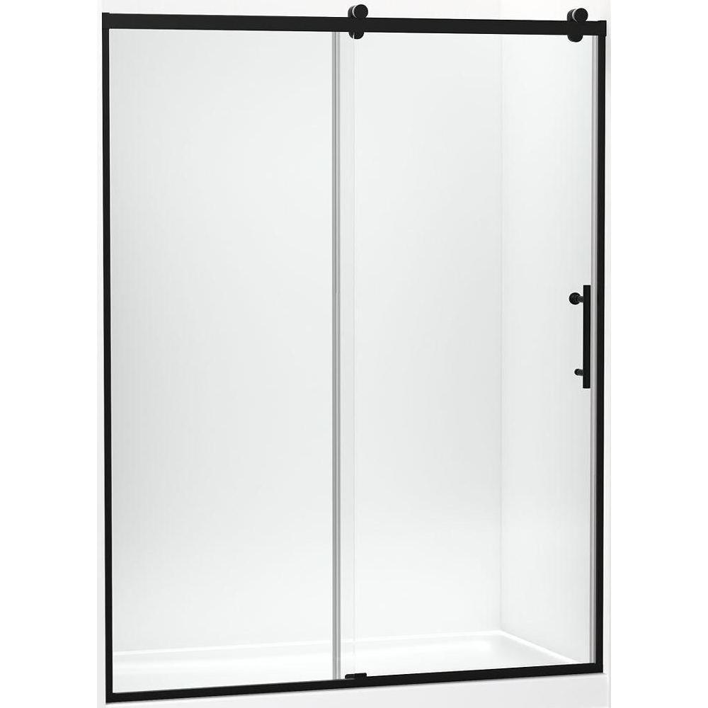 Kohler® 702256-10L-BL 702256-10L Rely® Door, Frameless Frame, Crystal Clear Tempered Glass, Matte Black, 3/8 in THK Glass, 73-7/8 in H Opening, 56-5/8 to 59-5/8 in W Opening