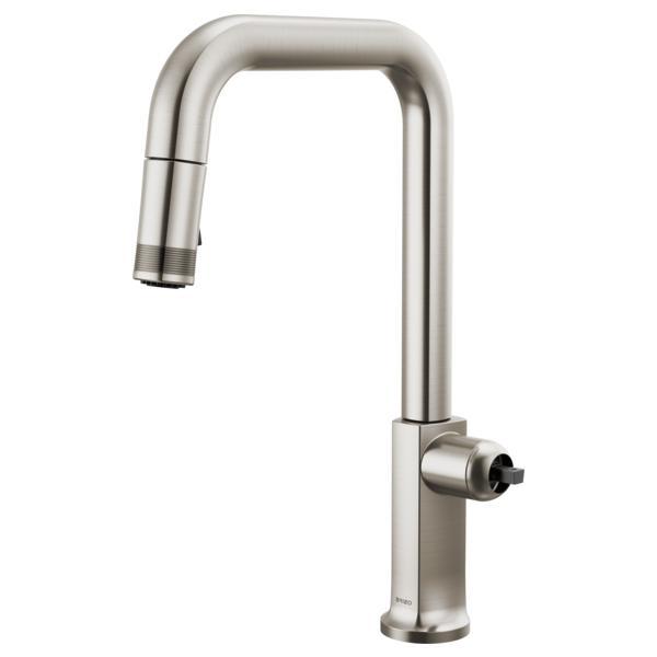 Brizo® 63007LF-SSLHP-L Kintsu® Single Handle Faucet with Square Spout, 1.8 gpm Flow Rate, Stainless, 1 Faucet Holes