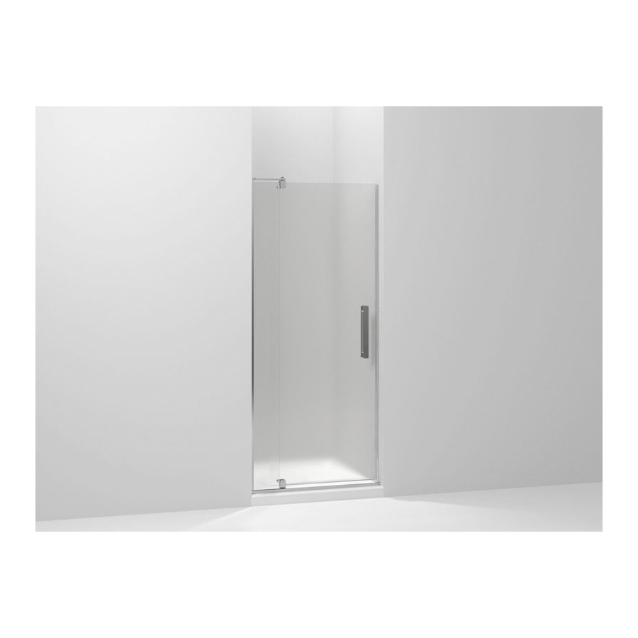 Kohler® 707500-D3-SHP Pivot Shower Door, Tempered Glass, Frameless Bright Polished Silver Frame, 27-5/16 to 31-1/8 in Opening Width, 1/4 in THK Glass
