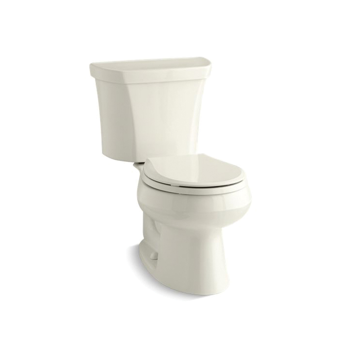 Kohler® 3987-RA-96 2-Piece Toilet, Wellworth®, Round Bowl, 14-1/2 in H Rim, 12 in Rough-In, 1.1/1.6 gpf, Biscuit