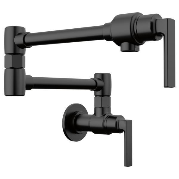 Brizo® 62806LF-BL Kintsu® Pot Filler, 4 gpm Flow Rate, Dual Jointed Swivel Spout, Matte Black, 2 Handles, Import