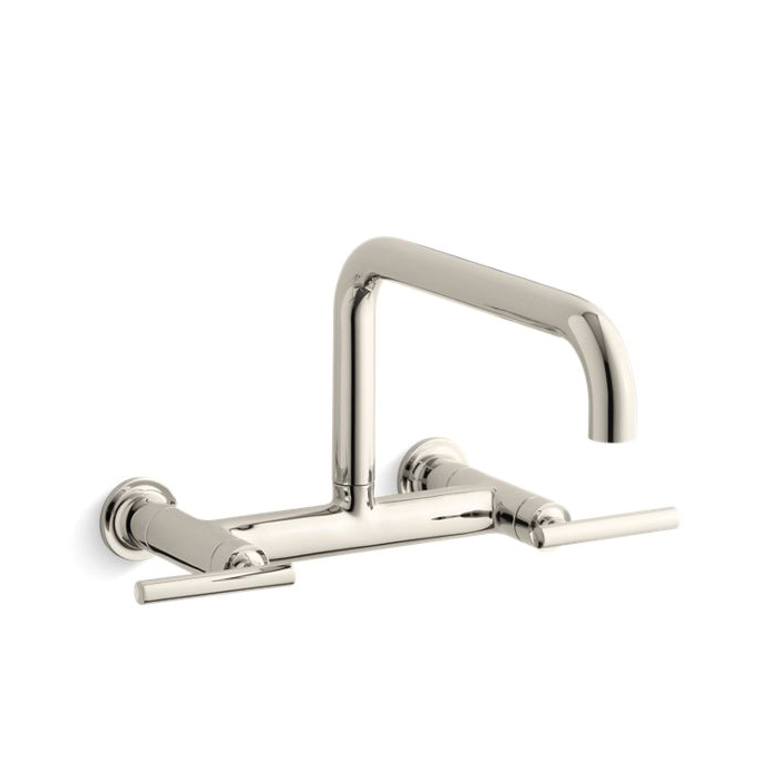Kohler® 7549-4-SN Purist® Bridge Faucet, 1.8 gpm Flow Rate, 8 in Center, High-Arc Spout, Vibrant® Polished Nickel, 2 Handles