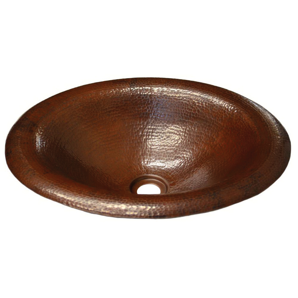 Native Trails CPS286 Bathroom Sink, Maestro Lotus, Oval Shape, 18 in L x 15 in W x 5 in H, Drop-In Mount, Copper, Antique Copper, Import