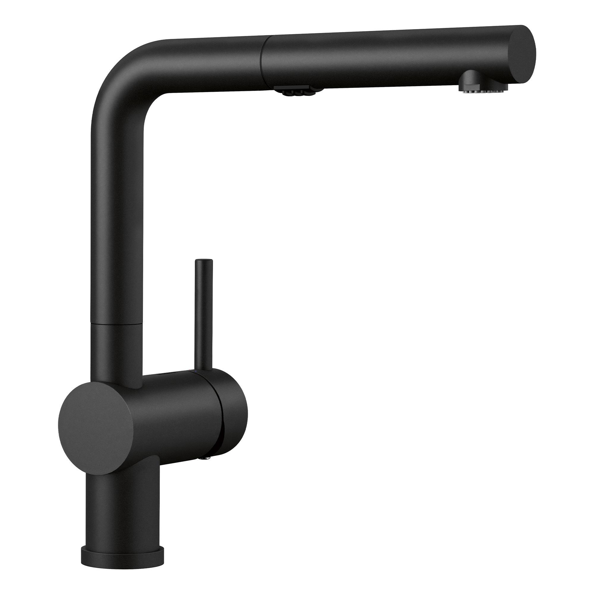 Blanco 526374 LINUS™ Kitchen Faucet, 1.5 gpm Flow Rate, 160 deg Swivel Pull-Out Spout, Coal Black, 1 Handle, 1 Faucet Hole, Import