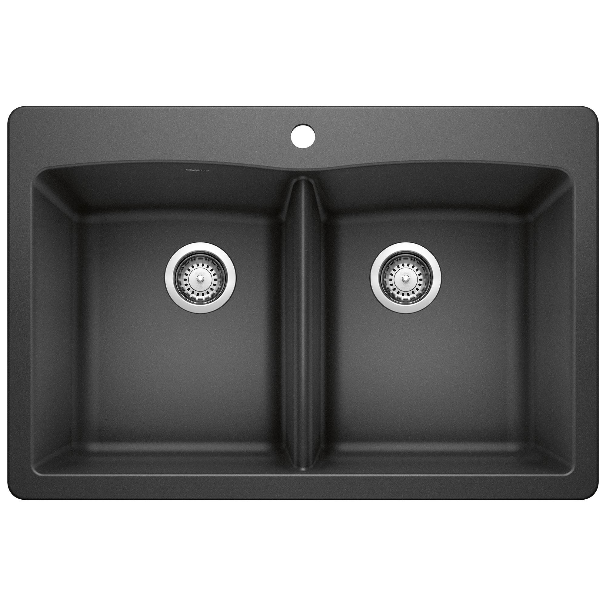 Blanco 440220 DIAMOND™ SILGRANIT® II Kitchen Sink With Ledge, SILGRANIT® II, Rectangle Shape, 1 Faucet Holes, 33 in W x 22 in D, Granite, Anthracite, Import