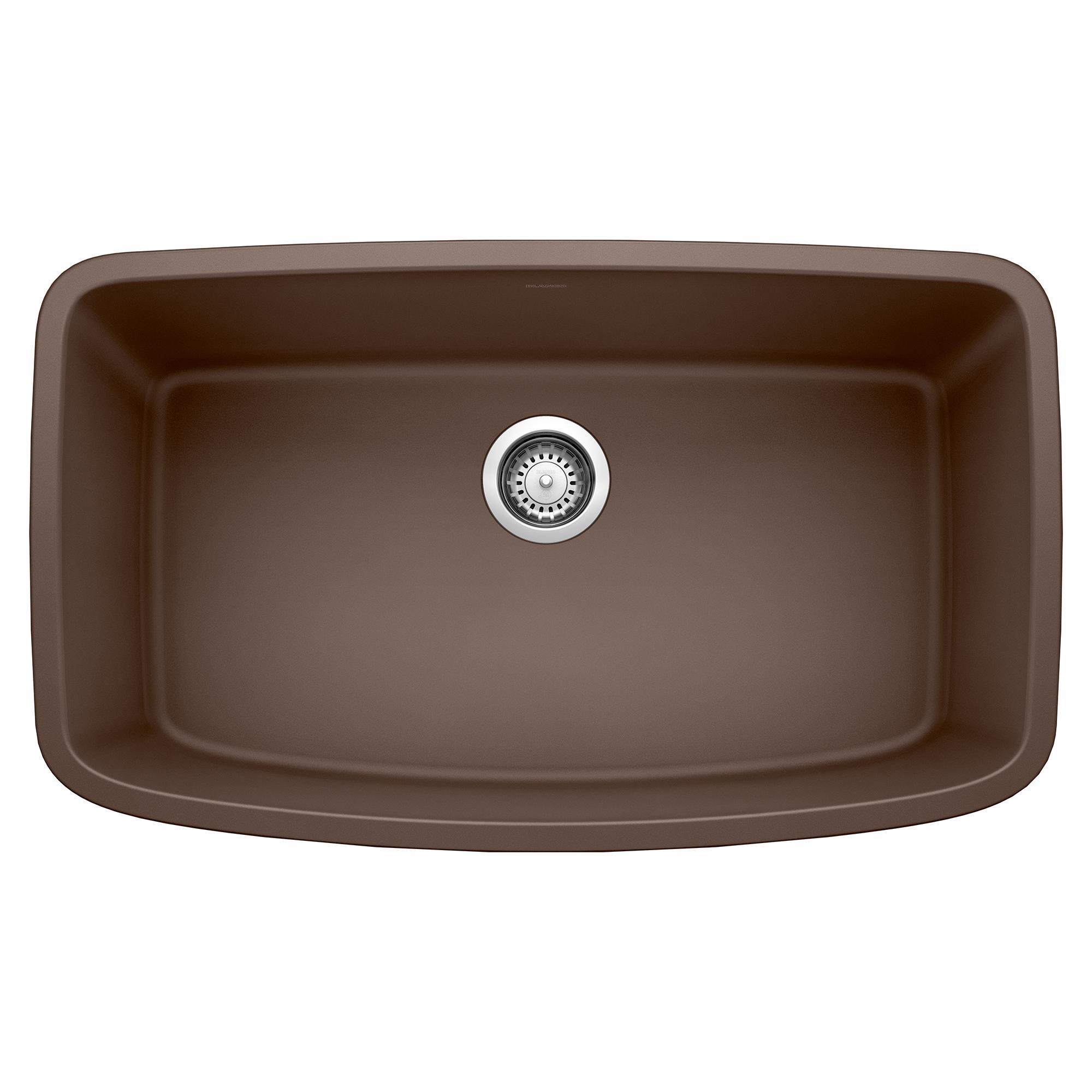 Blanco 441613 VALEA™ SILGRANIT® II Kitchen Sink, Cafe Brown, Rectangle Shape, 30 in L x 17 in W x 9-1/2 in D Bowl, 32 in L x 19 in W, Solid Granite
