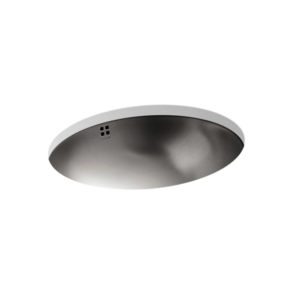Kohler® 2609-SU-NA Bachata® Bathroom Sink With Overflow, Oval Shape, 19-7/8 in W x 16-11/16 in D x 7-3/8 in H, Drop-In Mount, Stainless Steel, Satin