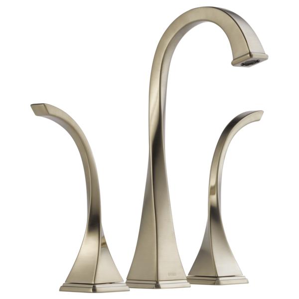 Brizo® 65430LF-BN Virage® Widespread Vessel Lavatory Faucet, Commercial, 5-9/16 in Spout, 9-9/16 in H Spout, 6 to 16 in Center, Brushed Nickel, 2 Handles, Grid Strainer Drain, Import