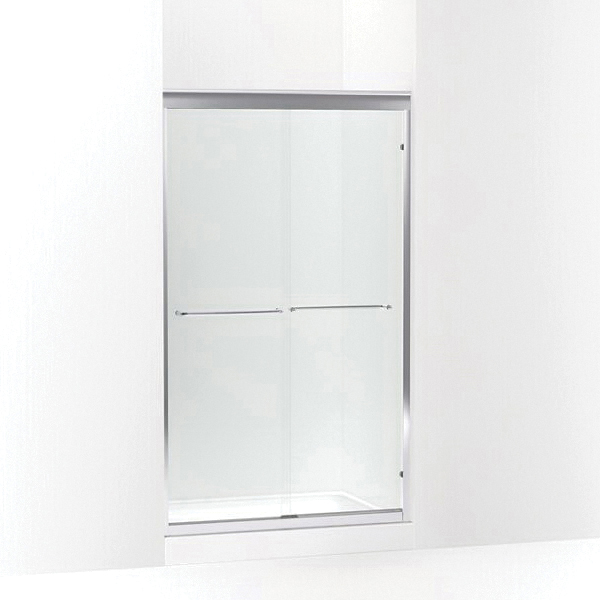 Kohler® 702213-6L-SHP K-702213-6L Fluence® Sliding Shower Door, Frameless Frame, Crystal Clear Tempered Glass, Bright Polished Silver, 1/4 in THK Glass, 65-7/16 in H Opening, 40 to 43 in W Opening
