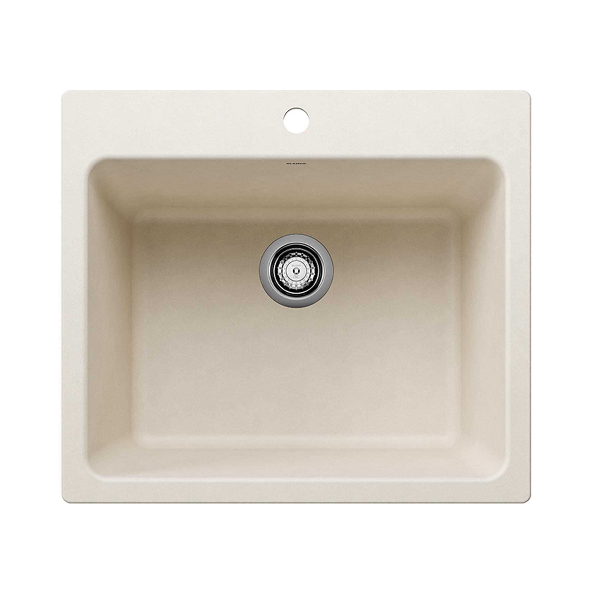 Blanco 443079 LIVEN SILGRANIT Laundry Sink, Rectangle Shape, 12-1/2 in H x 25 in W x 22 in D, Drop-In/Undermount Mounting, Granite, Soft White, Import