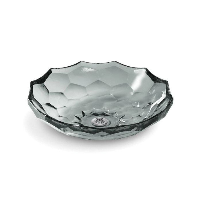 Kohler® 2373-TG8 Briolette™ Faceted Vessel Bathroom Sink, Round Shape, 17-1/2 in W x 4-3/4 in H, Above-Counter Mount, Glass, Translucent Stone